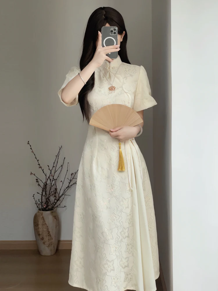 

Кружевное платье для молодых девушек в китайском стиле с цветочным принтом ort Sve Ретро-дизайн Повседневная одежда без разрезов для детей 8–25 лет