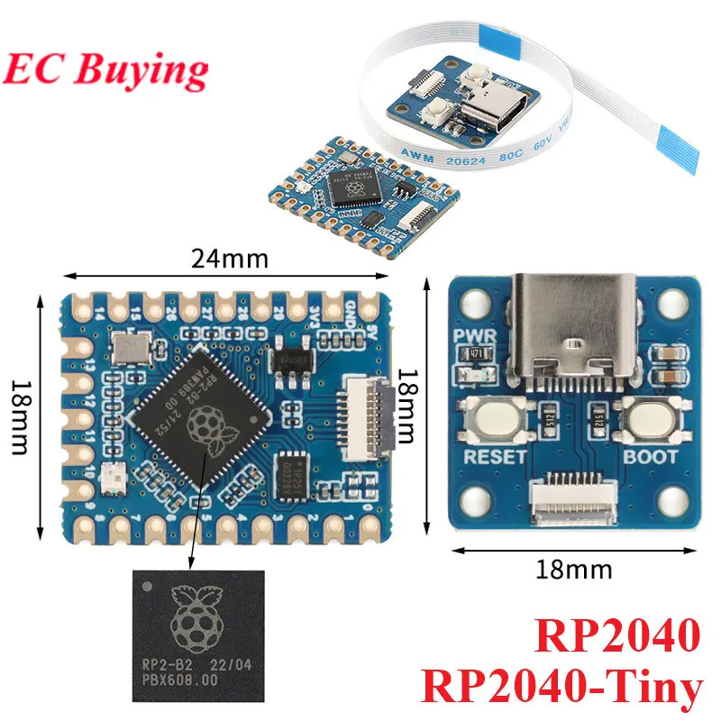 RP2040-Tiny RP2040 ZERO Raspberry Pi PICO Development Board Module Chip USB Type C Interface 264KB SRAM 2MB Flash For Arduino