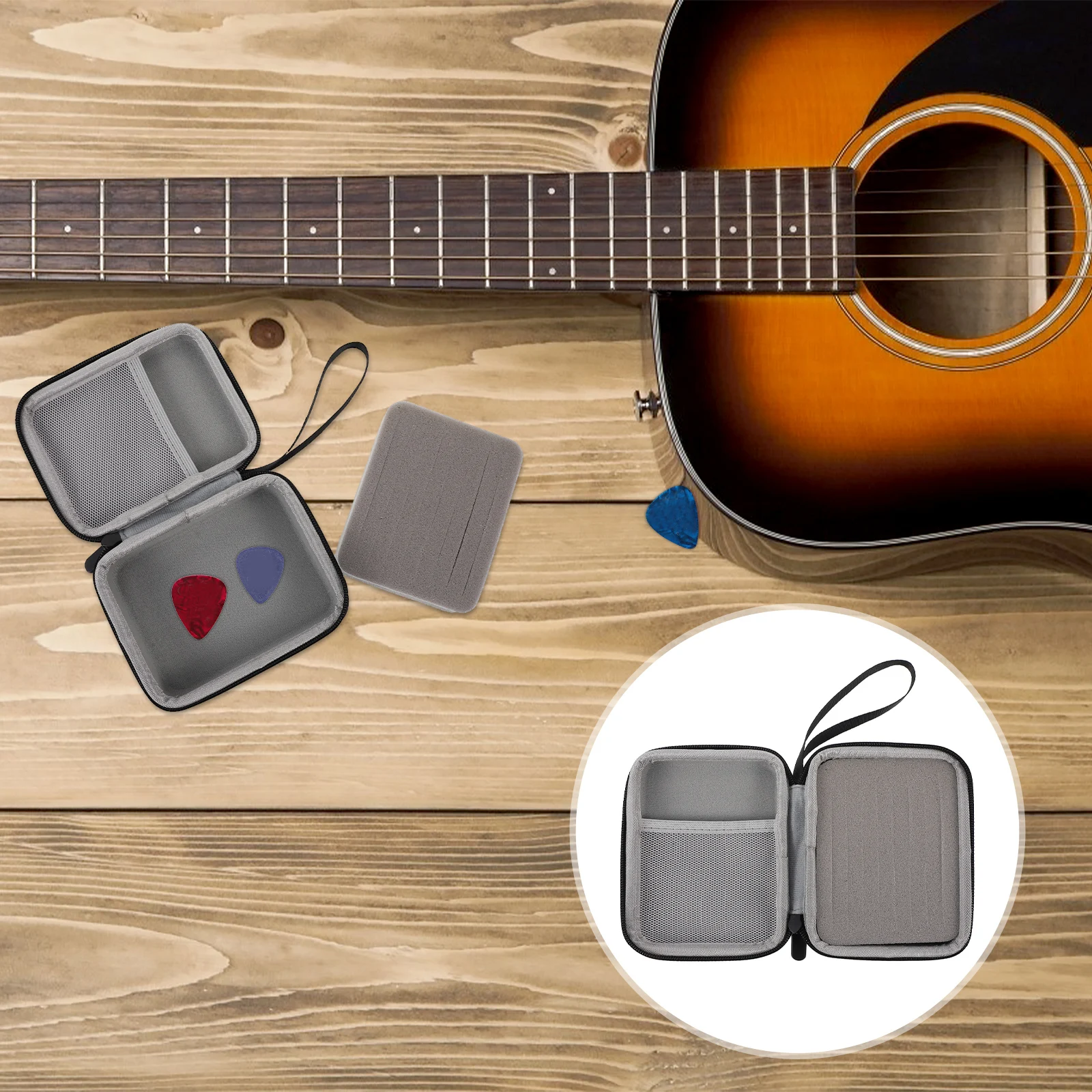 

Guitar Pick Case Picks Holder Storage Multicolor Travel Organizer Pouch Black Bag