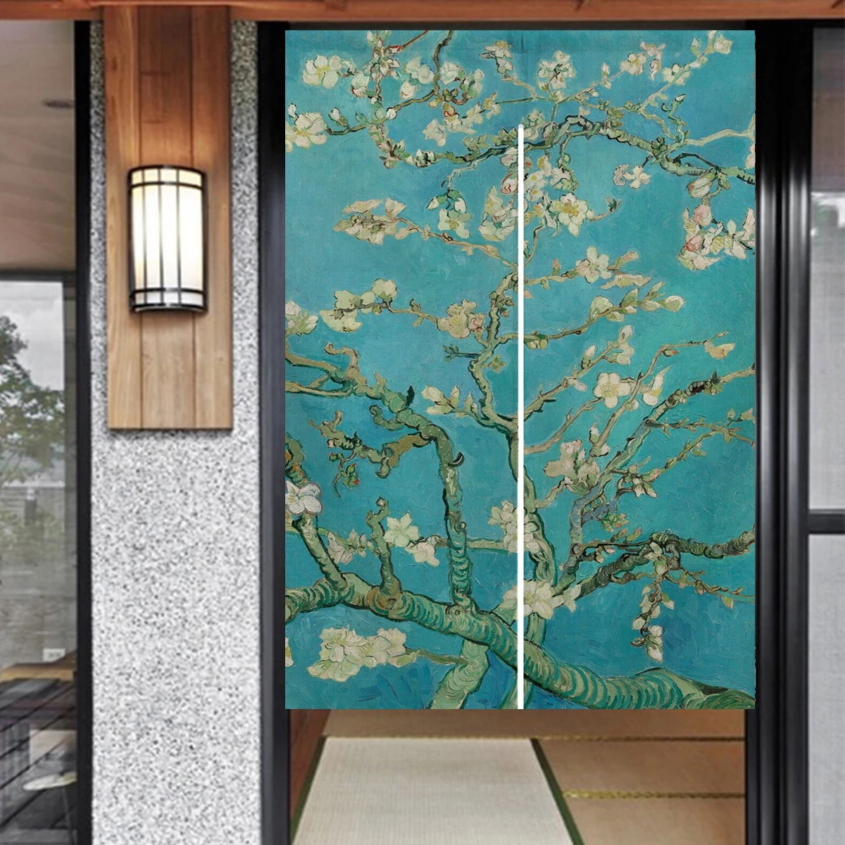 

Japanese Noren Flower Doorway Curtain Tapestry Kitchen Bathroom Decor Room Partition Almond Blossom Curtain New Style