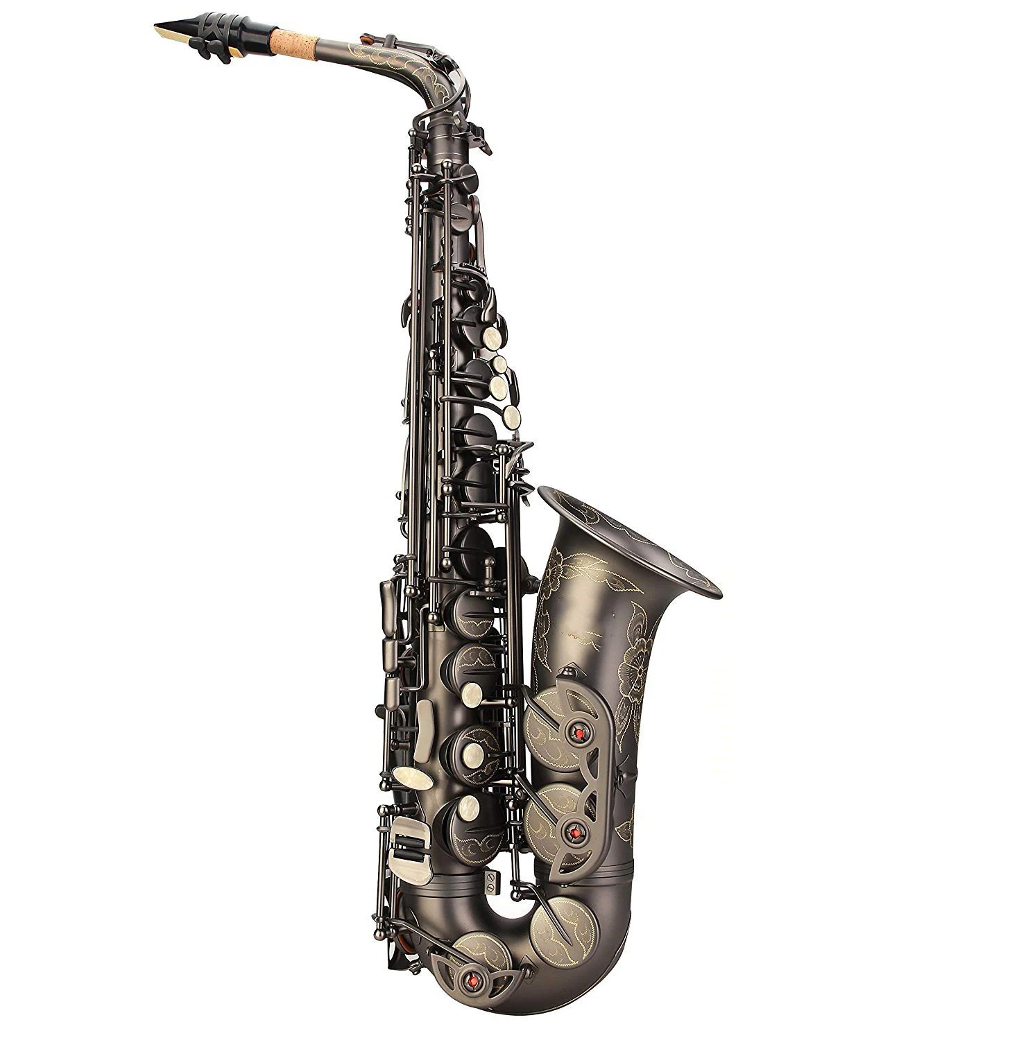 

High-grade wholesale E flat black nickel matte alto saxophone with accessories for sale