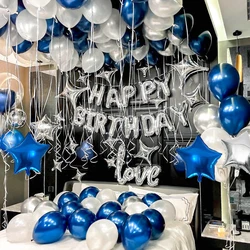 1/13/50pcs blue Birthday party balloons, Happy Birthday balloon banner, Birthday party, family party