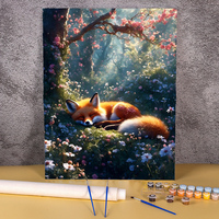 Hand Painting Flowers Tree Fox Landscape Painting By Numbers Kit DIY Artwork Canvas Art Gift Home Decoration Acrylic Paint Kits