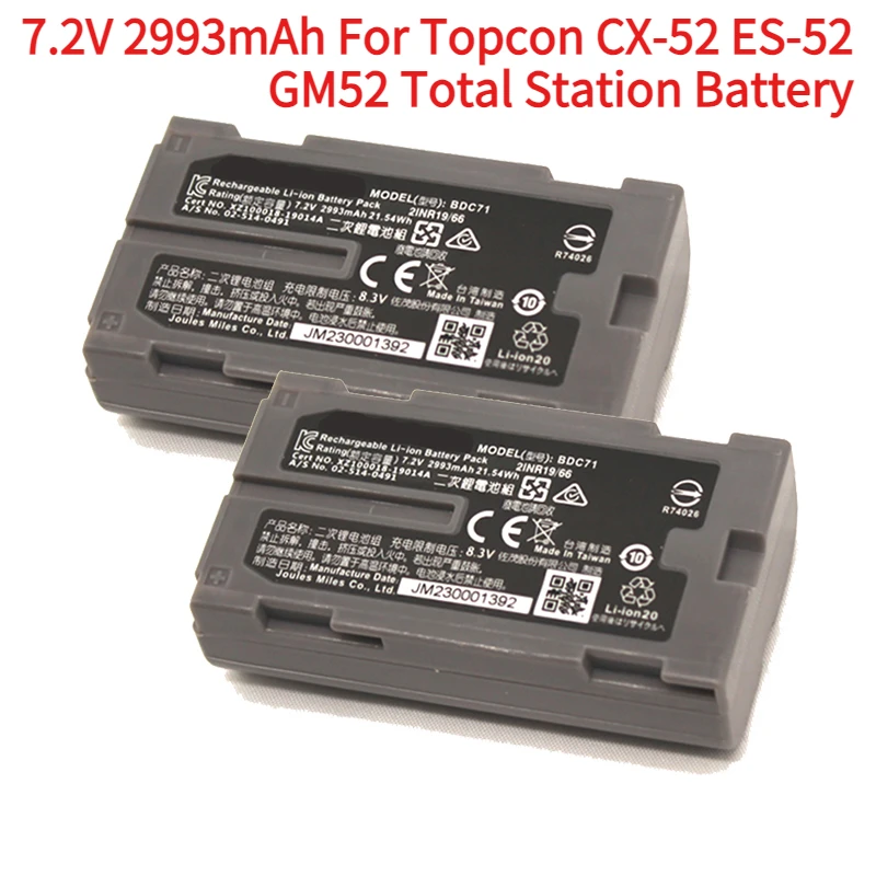 BDC71 Battery for SET/ NET 210/510/610 DL-502/503 for Topcon CX-52 ES-52 GM52 Total Station Rechargeable High-capacity Battery