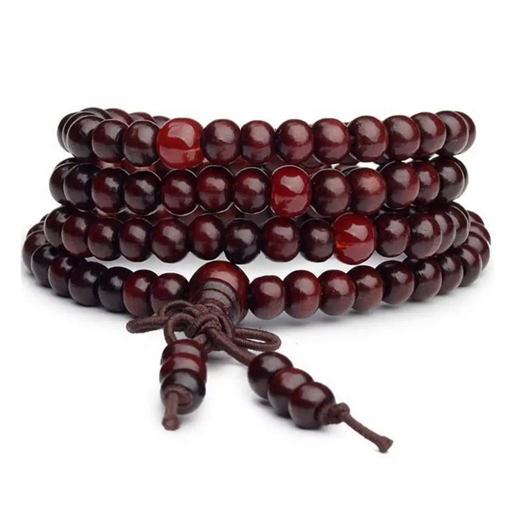 6mm Natural Sandalwood Buddhist Beads Bracelets 108 Buddha Bangles Meditation Prayer Bracelet Wood layer Beaded Men Women B U3A6