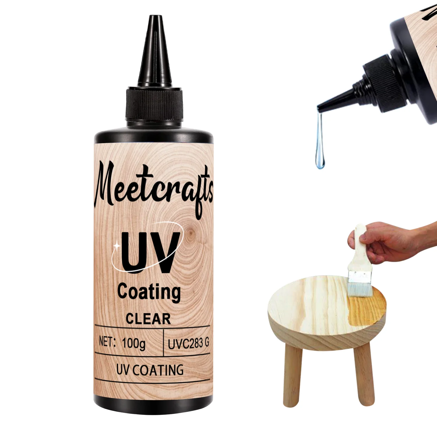 Meetcrafts UV Curable Topcoat for Wood Water-Based Polyurethane Wood Finish Clear Gloss for Interior and Outdoor Use