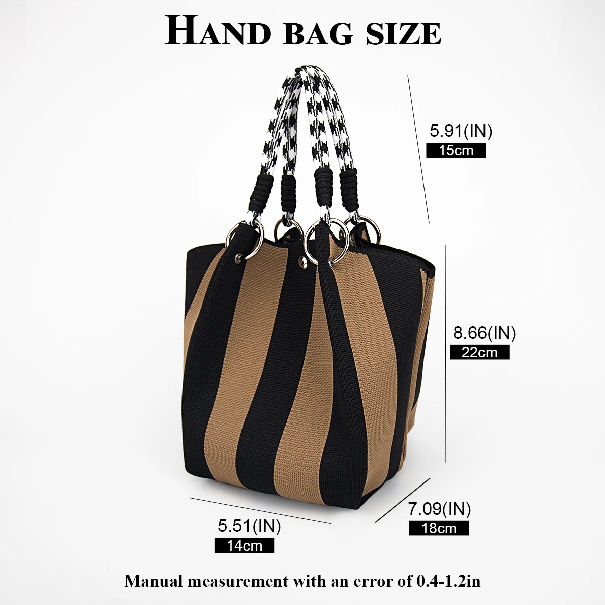 Contrast Color Wide Stripes, Classic, Simple, Casual and Fashionable Design, Knitted Large-Capacity Women's Handbag, Daily Commuting, Travel, Vacation, Shopping, Versatile for All Seasons, Carrying Mobile Phones, Books, Tablets and Other Items, Durable, Wear-Resistant and Foldable