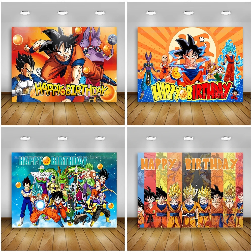 Póster Decorativo de Goku Super Saiyan de Dragon Ball para Fiestas de Anime, Decoración de Cumpleaños para Niños, Banner Colgante para Dormitorio