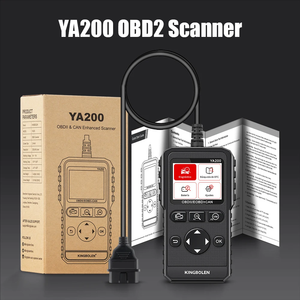 Professional YA200 OBD2 DTC Lookup Automotive Code Reader Scanner Lifetime Free Diagnostic Tool Auto Engine System