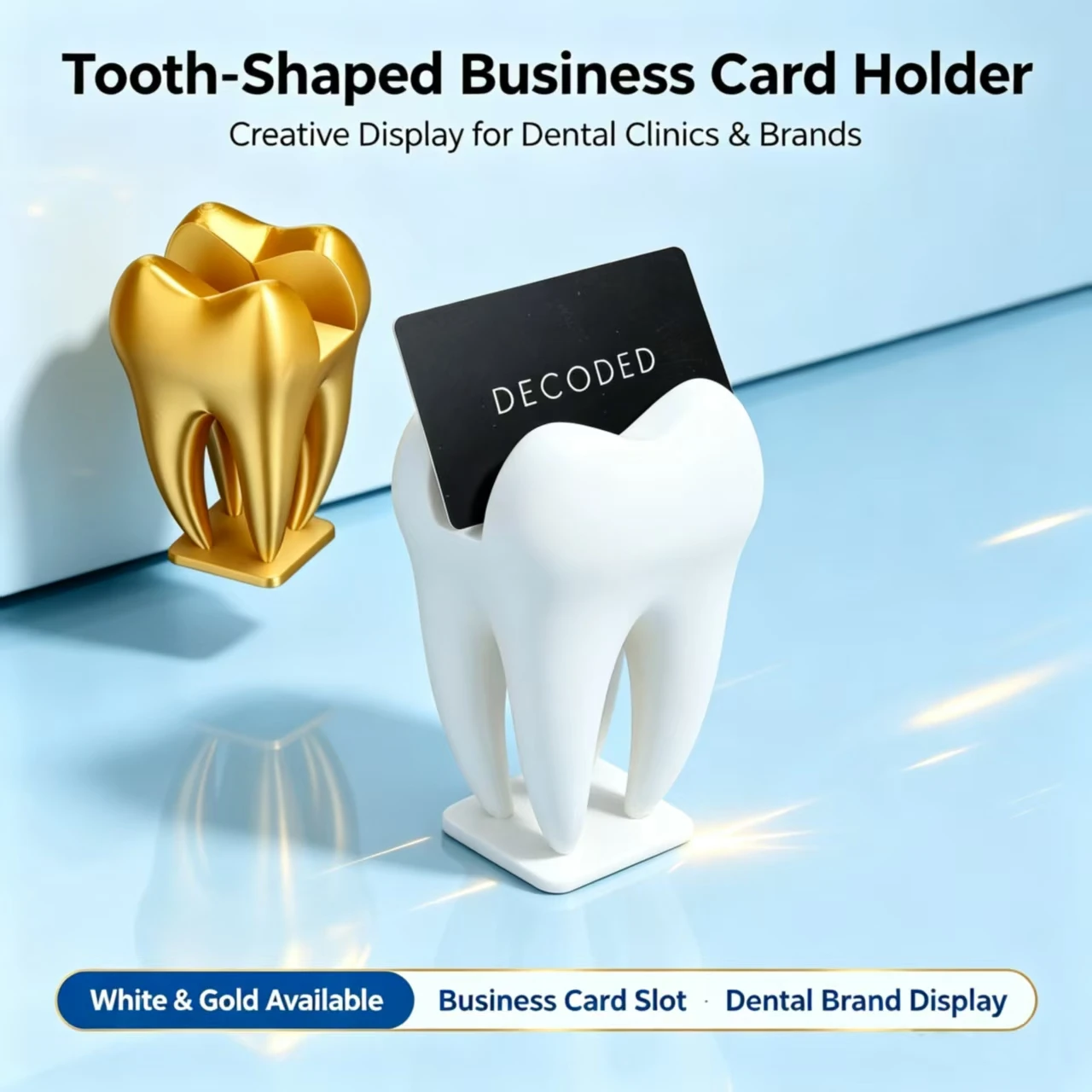 1Pcs Dentist Clinic Front Desk Business Card Holder Teeth Shaped Storage Box Creative Desktop Display Stand Decoration Ornament