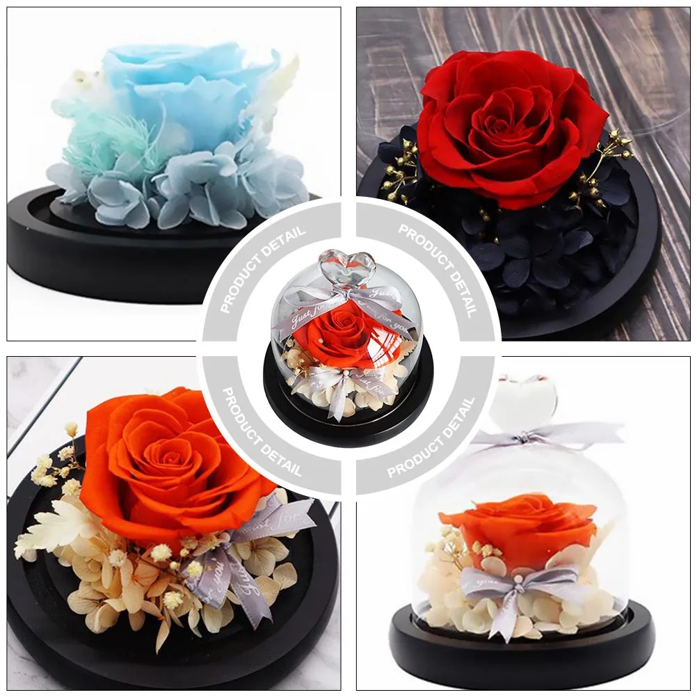 

Artificial Rose Decoration Decor Glass Dome Romantic Ornament Valentine Day Gift Valentine's Day Adornment