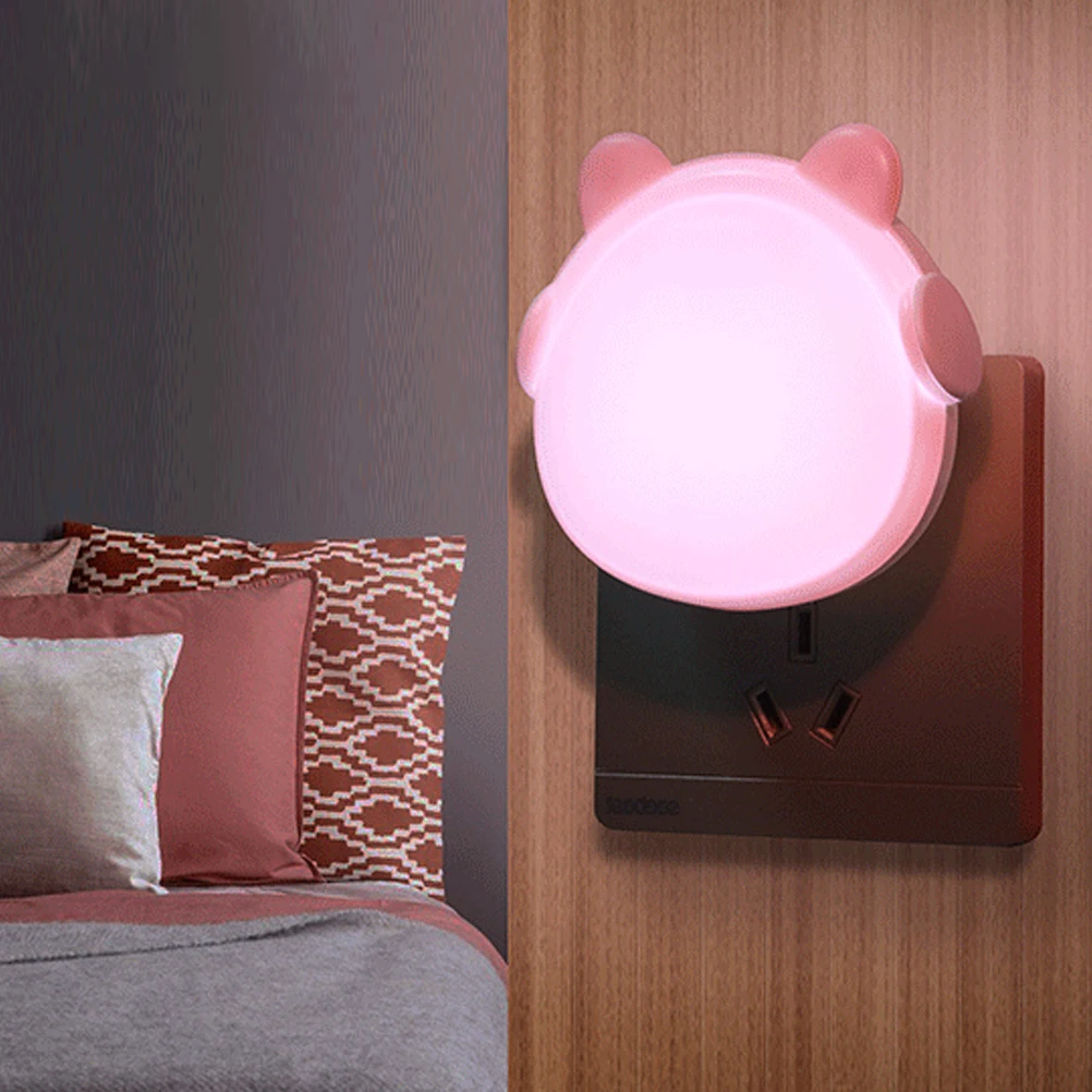 

2pcs Led Night Plug In Sensor Room Lamps Bedroom Nightstand Eu Plug Warm Eye-Caring Decorative Light Wall Socket Bathroom