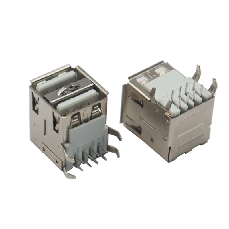 【10-2PCS】Double USB Type A Female Solder Jacks Connector PCB Socket USB-A type 90 Degrees 4pins