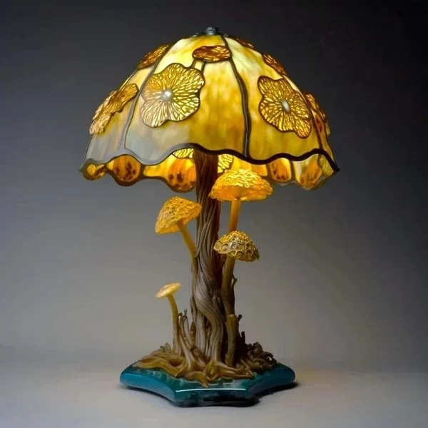 11.8 inch Plant Table Lamp Mushrooms Retro Atmosphere Decorate Design Ornaments Home Lighting MushroomTable Lamp Color Desk Lamp