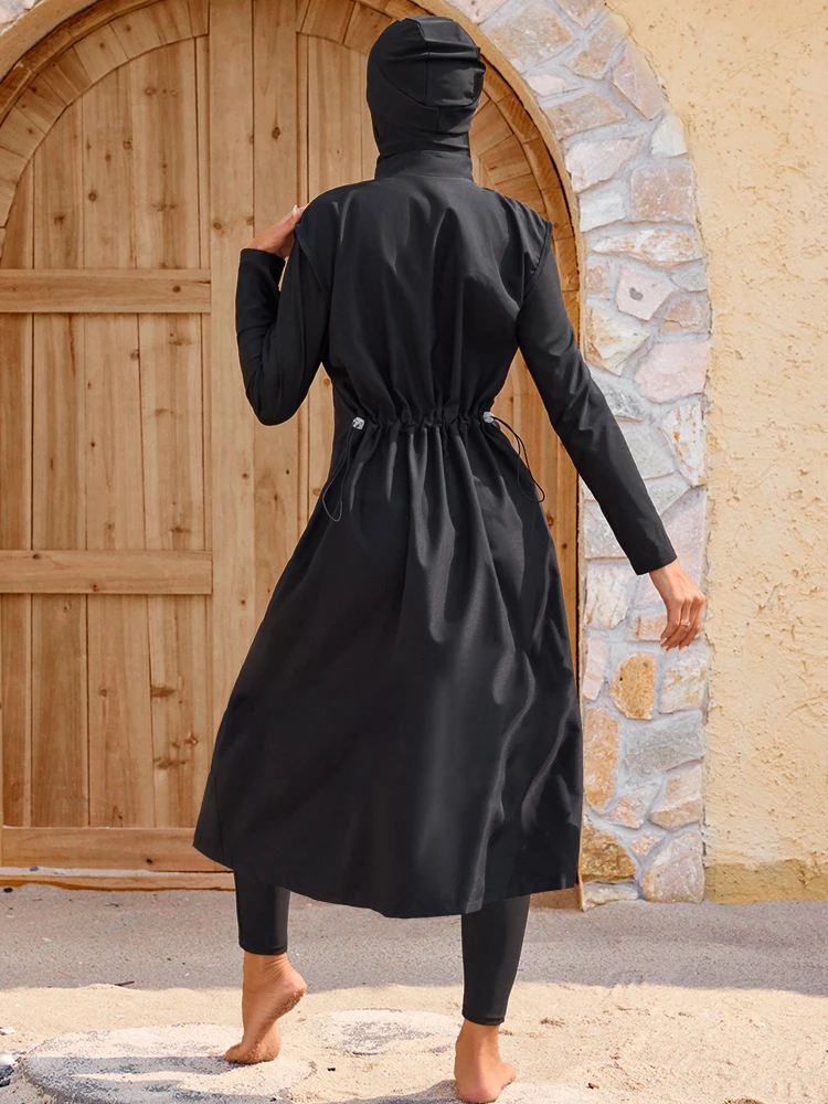 4PCS/Set Summer Beach Modest Burkini Women Islamic ​Bathing Suit Waterproof Swimsuits Floral, Quick Drying, Sunscreen, UPF50+ image 4