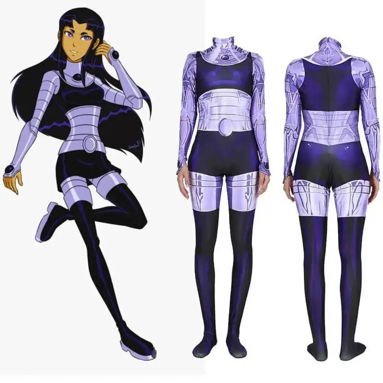 adults-kids-komand'r-blackfire-cosplay-jumpsuit-costume-women-zentai-acg-suit-catsuit-anime-superhero-titans-halloween-bodysuit