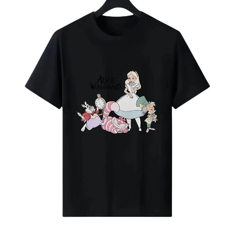 

Женская одежда с узором принцессы Диснея и круглым вырезом, элемент одежды для родителей и детей, черные топы, женские дешевые футболки с короткими рукавами, блузки