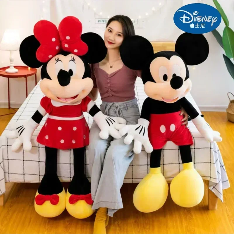 Disney Cartoon Cute Mickey Minnie Plush Doll Cotton Filled Super Soft Crystal Velvet Stuffed Toys Children Christmas Gift