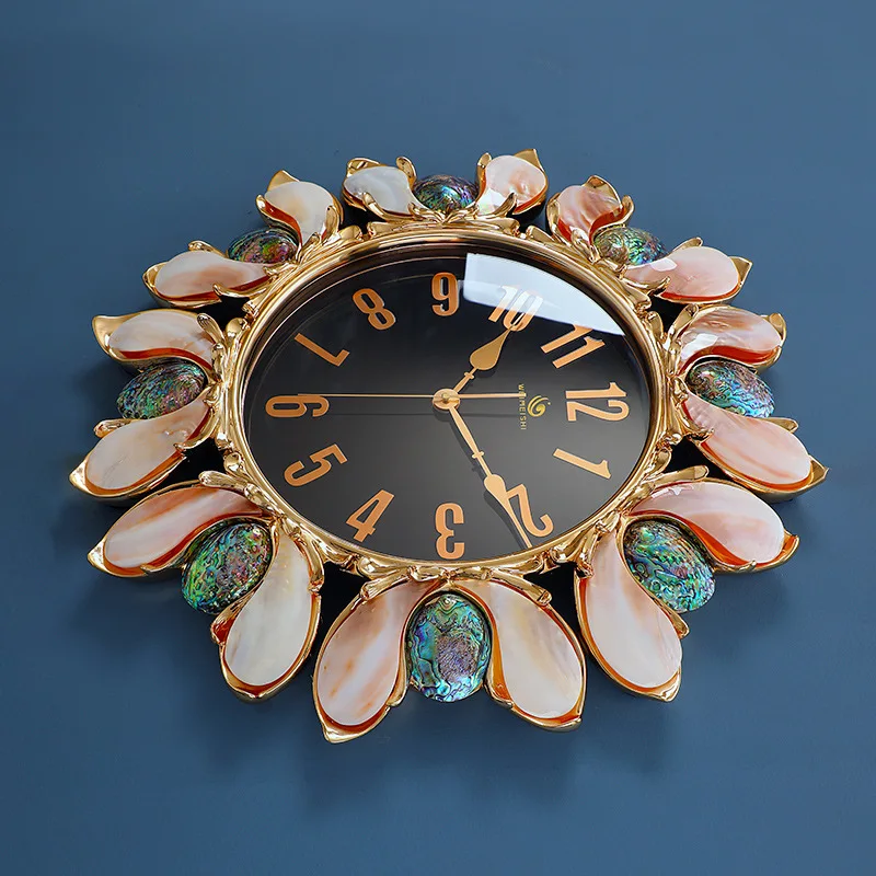 Reloj de pared atmosférico de lujo ligero, decoración para sala de estar, hogar nórdico creativo moderno