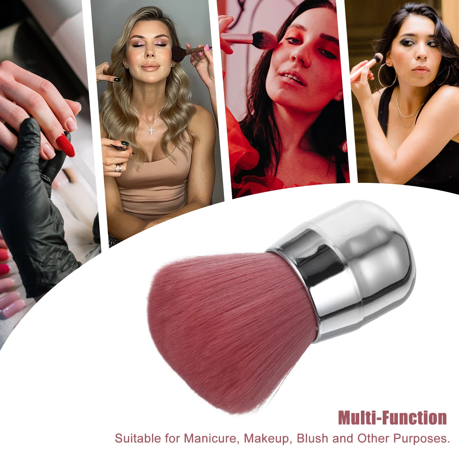 Pennello per cipria portatile con testa a fungo Pennello per trucco in morbida fibra sintetica per fard per viso Bronzer Evidenziatore da viaggio