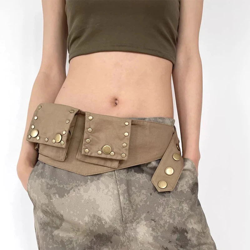 

European American Trendy Waist Bag Workwear Waist Belt Wasteland Style Pocket Bag New Ultra-light Waist Bag Niche Women's Bag
