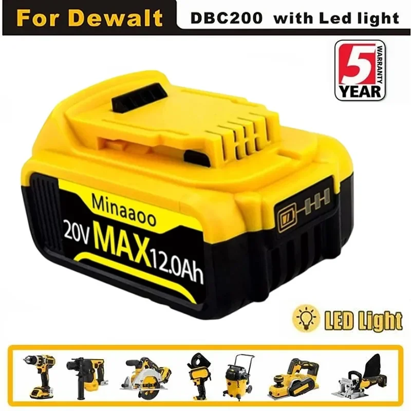 For DeWalt DCB205 18V/20V Max DCB204 Replacement Lithium Ion Battery DCB205 DCB180 DCD985B DCD/DCF/DCG Series with charger