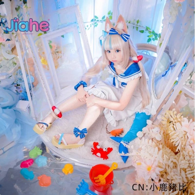 Sameko Saba تأثيري أنيمي Vtuber زي جورا بحار هالوين كرنفال الحلو فتاة JK بحار موحدة الصيف ملابس السباحة الشاطئ