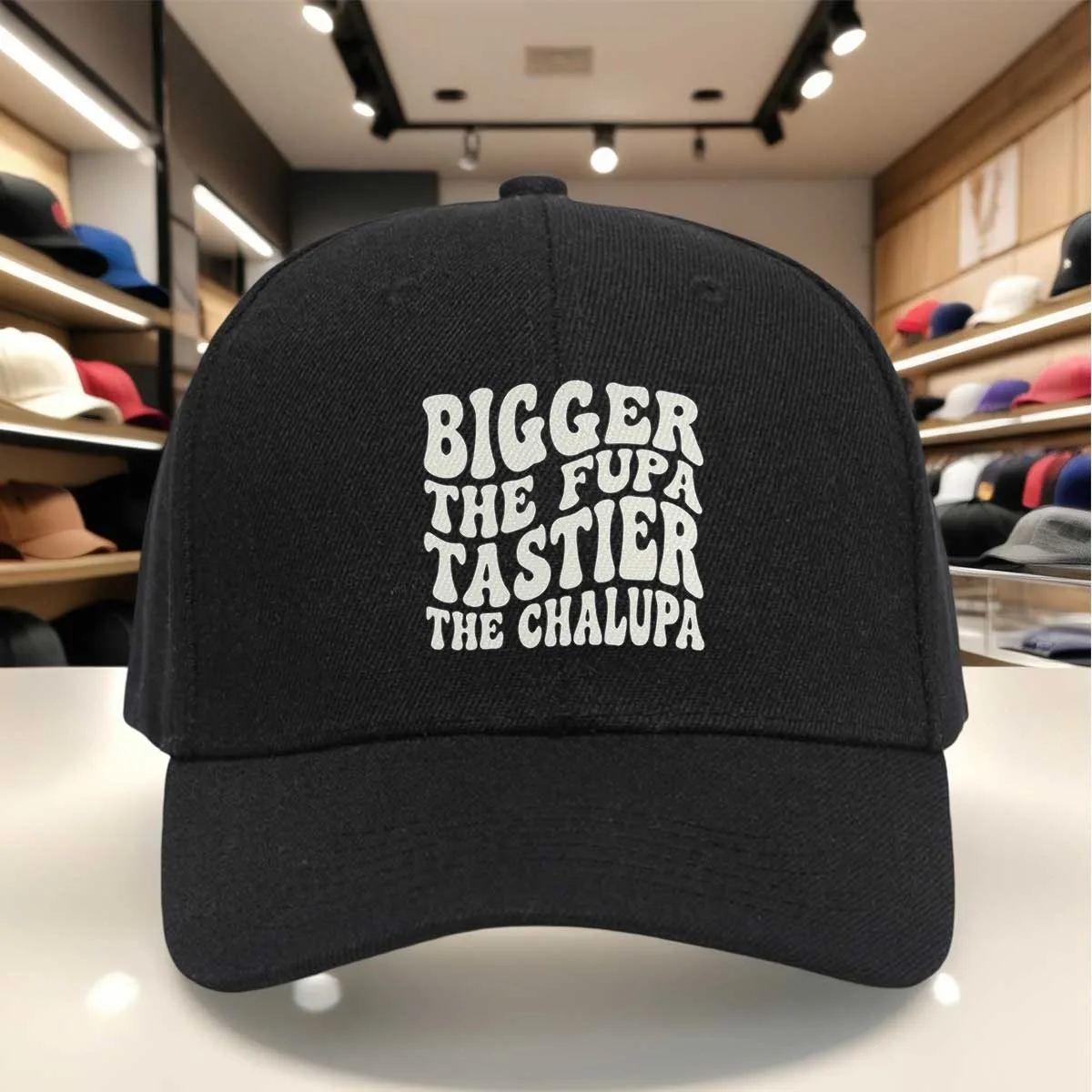 Gorra de béisbol Bigger The Fupa Tastier The Chalupa, diseño con eslogan divertido, gorra ajustable para uso casual