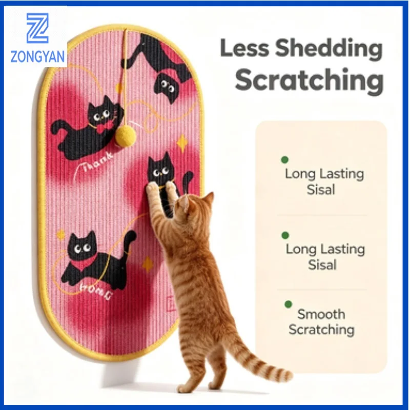ZONGYAN Sisal Cat Scratching Board Wall Mounted Vertical Wear Resistant Anti Scratch Pad Sofa Protector Sticker Cat Claw