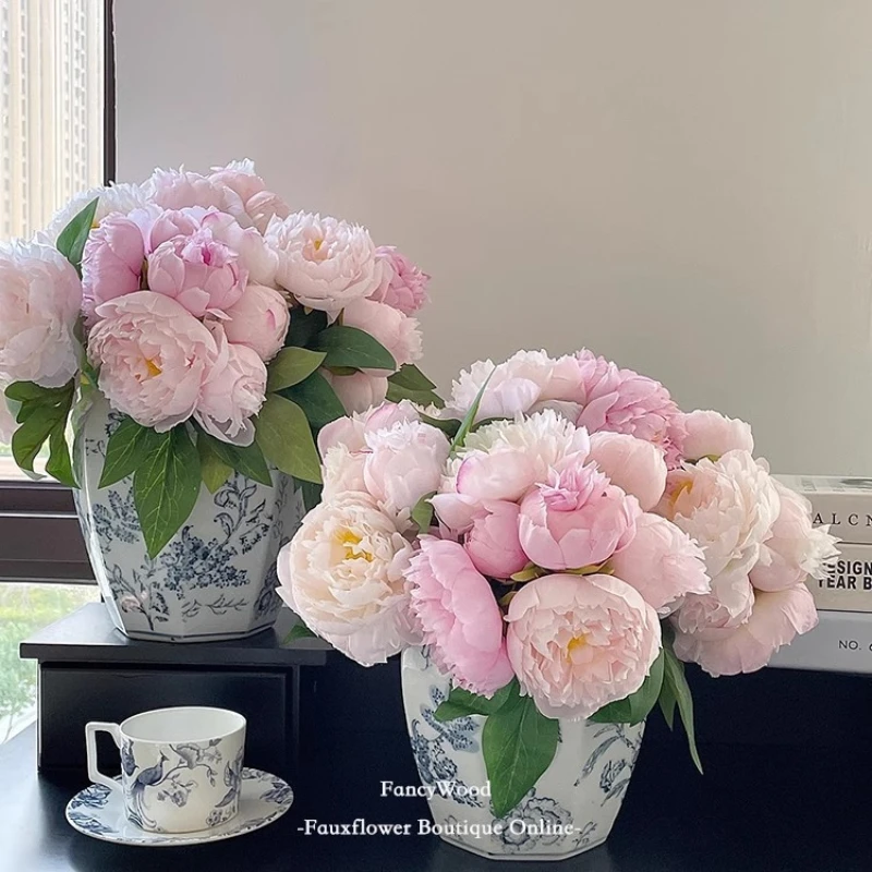 

25CM Artificial Bouquet of Peonies Wedding Holding Flowers Living Room Bedroom Flowers Artificial Peonies Photo Props