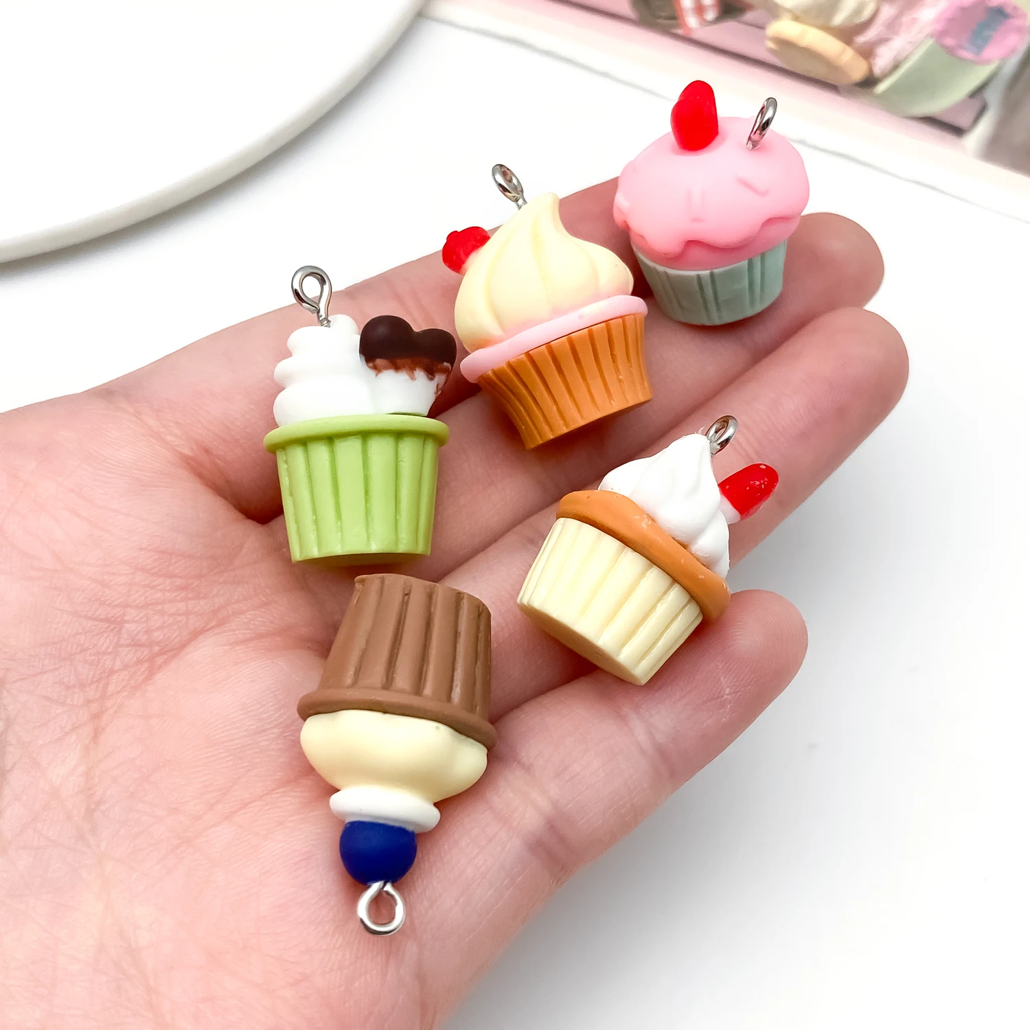 5/10pcs Cream Cake Resin Pendants - DIY Handmade Jewelry Charms for Earrings & Necklaces - view 2