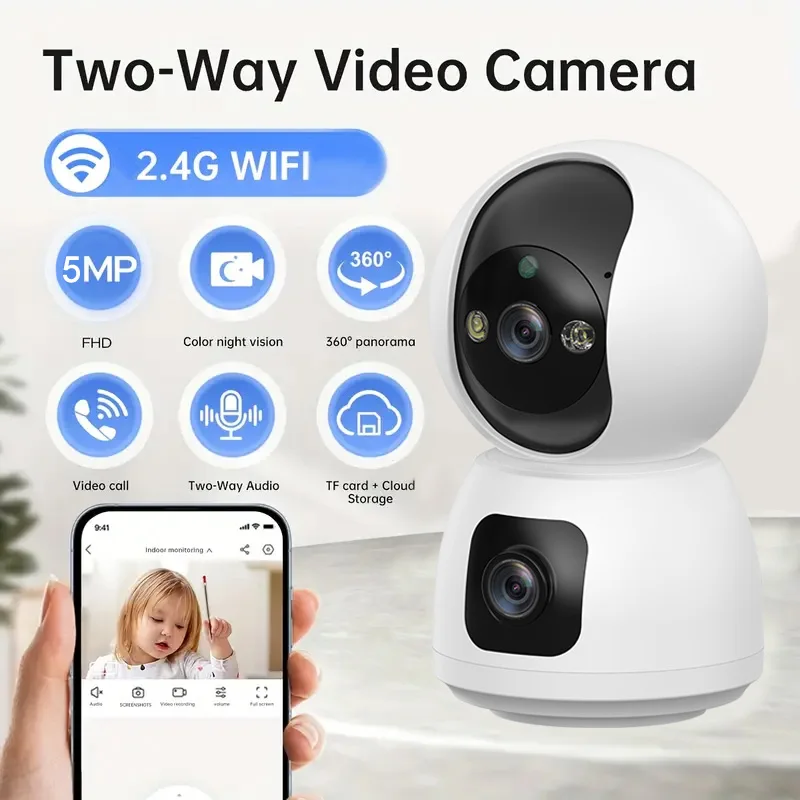 1 قطعة كاميرا الحيوانات الأليفة الكلب القط كاميرا 360 ° /5MP مع تطبيق الهاتف المحمول واي فاي كاميرا مراقبة الطفل لأمن المنزل الداخلي (M606) #1