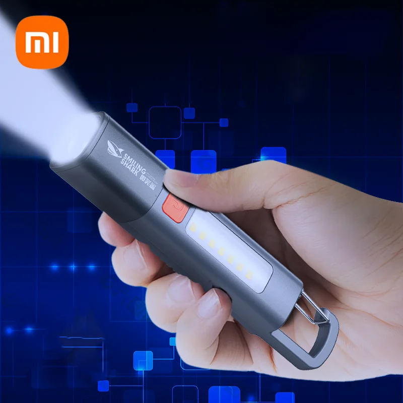 Xiaomi-ミニLED懐中電灯,ポータブル,超高輝度,可変焦点,キャンプ用ランプ,防水,長距離,ナイトライト