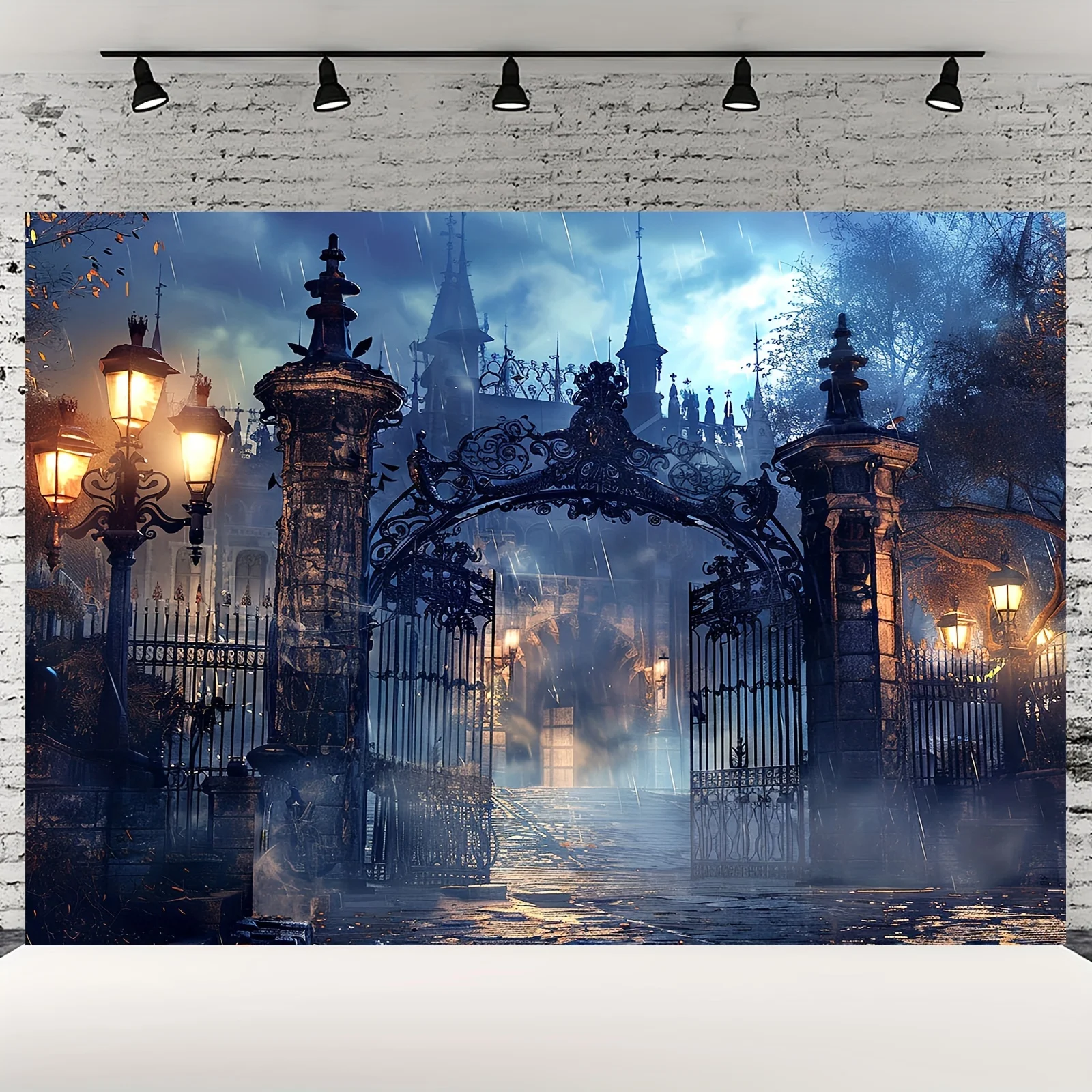 Spooky Castle Gate Halloween Backdrop - Versatile Polyester Photography Background For Parties & Decorations