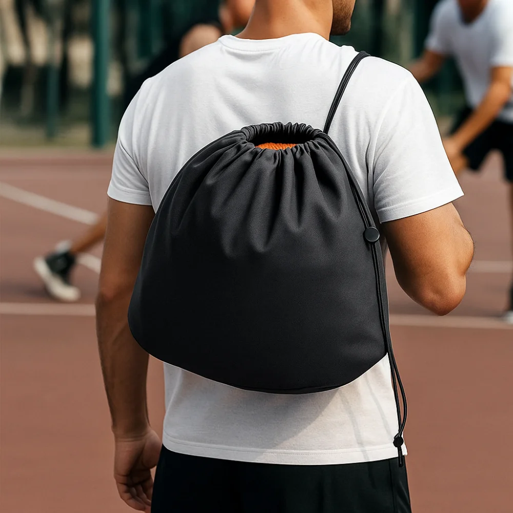 Solid Color Basketball Tote Bag Large Capacity Adjustable Basketball Drawstring Storage Bag Single Shoulder Lightweight