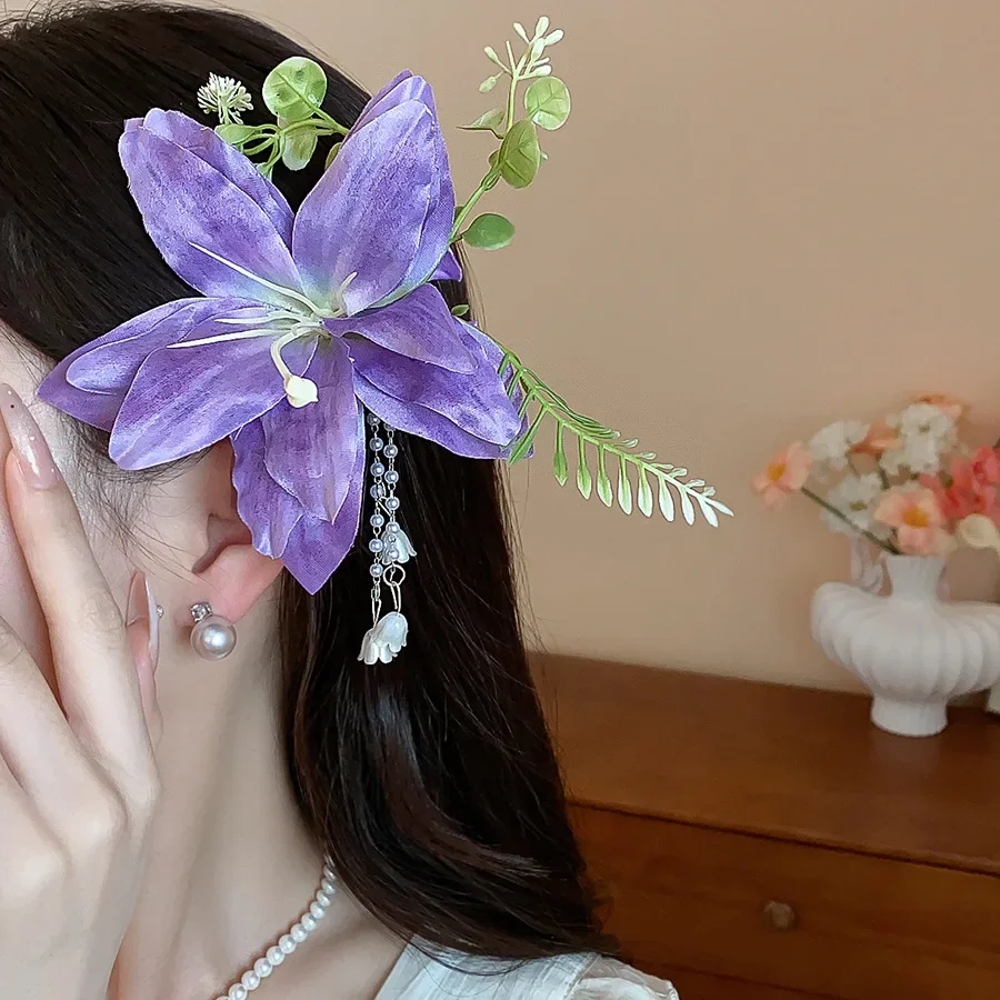 Vielseitige Romantische Künstliche Blumen-Haarspangen für Frauen, Frische Süße Blumencluster-Quasten-Haarklammern für Urlaub, Reisen und Fotoshootings M – Detail 20
