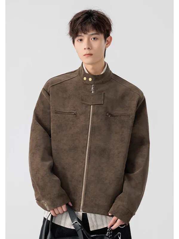 

Американская уличная одежда, байкерская куртка, мужская осенне-зимняя повседневная свободная посадка с воротником-стойкой на хлопковой подкладке, модный большой размер