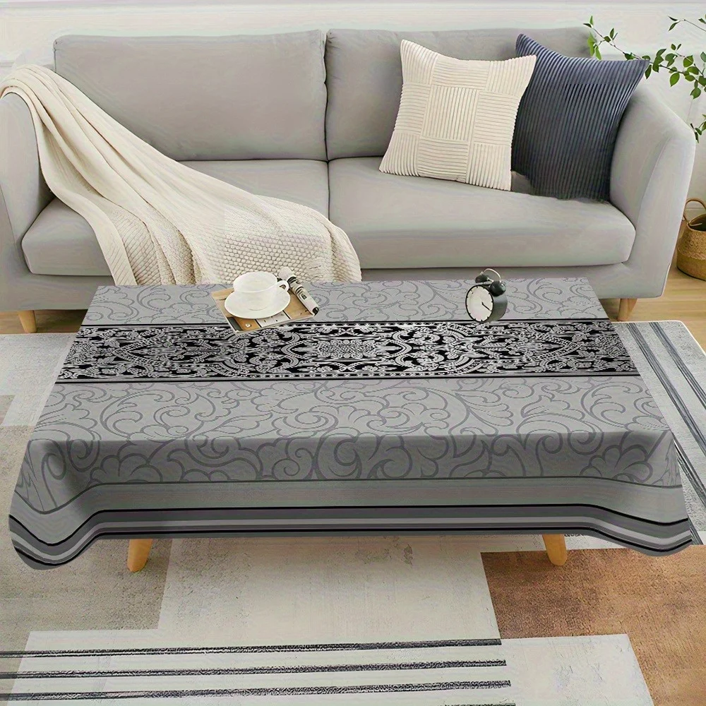 VIKAMA Advanced Gray And Black Color Collision Rectangular Tablecloth Ins Wind Coffee Table Cloth Nordic Style Home Decoration