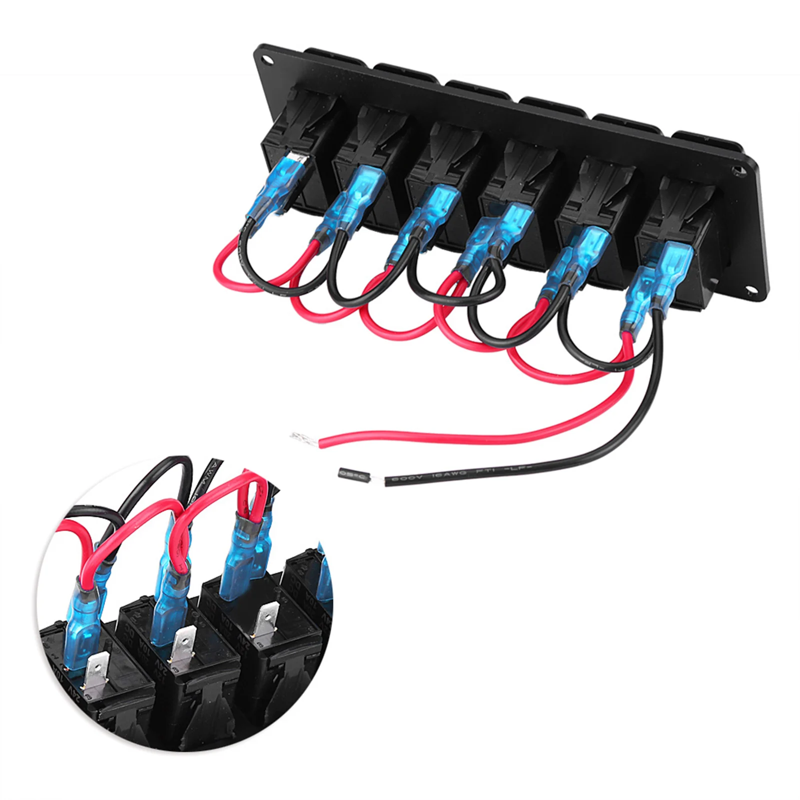 12-24V 보트용 6갱 로커 스위치 패널 LED 단일 조명 스위치 자동차 RV 보트 요트 해양 액세서리용 범용
