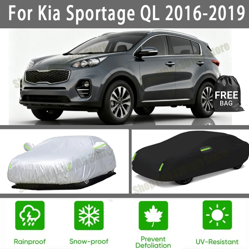 

For Kia Sportage QL 2016-2019 2018 Car Cover Waterproof UV Protection All Weather Dustproof Snow Rain Cover 190T Polyester