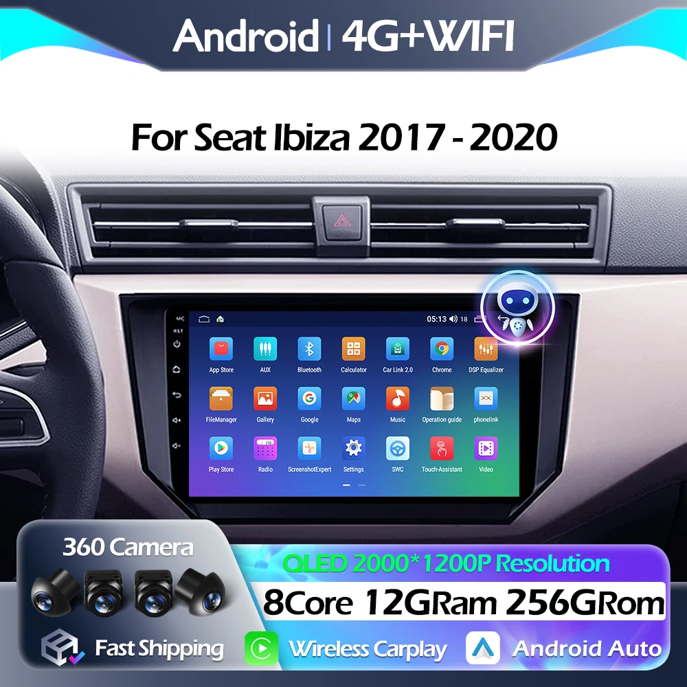 

Android Auto Carplay For Seat Ibiza 2017 - 2020 Car Radio Multimedia Video Player Navigation stereo GPS WIFI Bluetooth