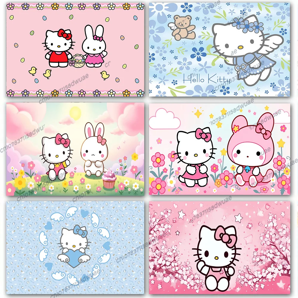 

Hello Kitty Birthday Party Photo Backdrop Baby Shower Photo Background Party Cartoon Photography Backdrop