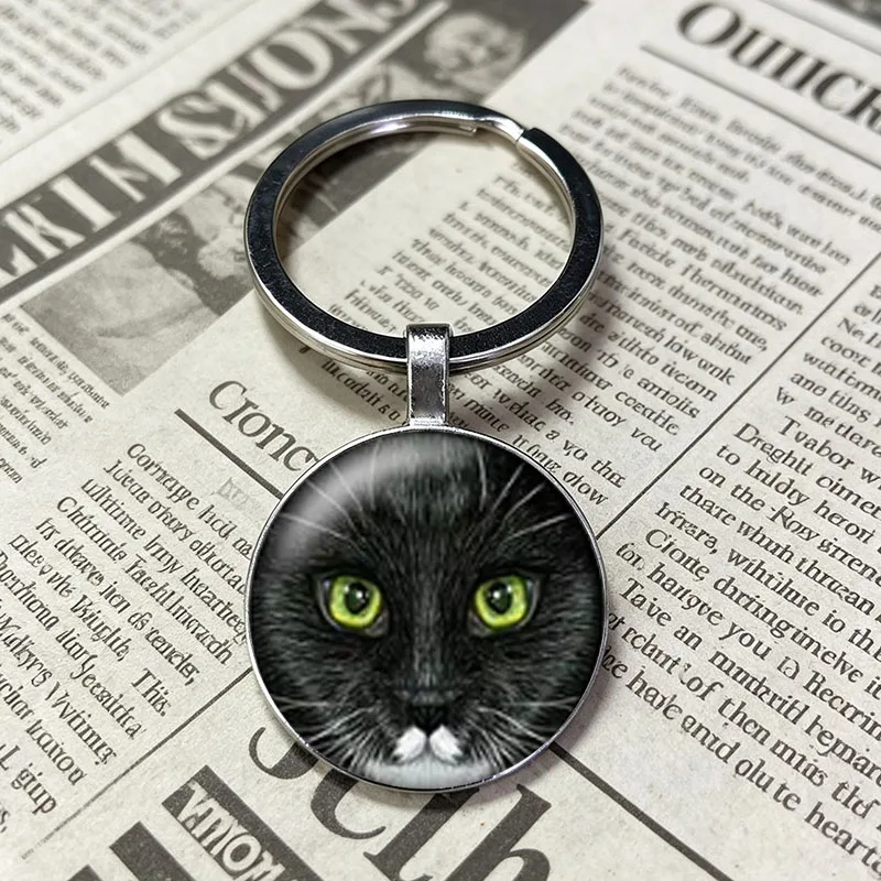 Ginger Orange Tabby Grey Keychain Shorthair Solid Black Brown Striped Kitten Dome Key Ring Cat Mom Pet Bag Decor Key Accessory