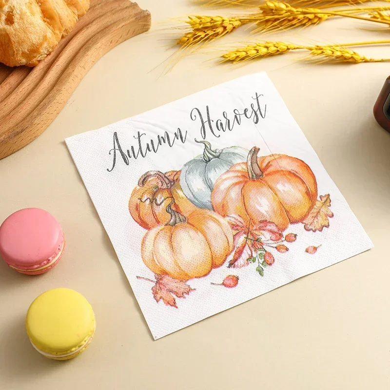 

20pcs 33cm 2Ply Thanksgiving Pumpkin Colourful Paper Napkins Party Napkins Decorative Paper Placemats Butterfly Bartlet Paper
