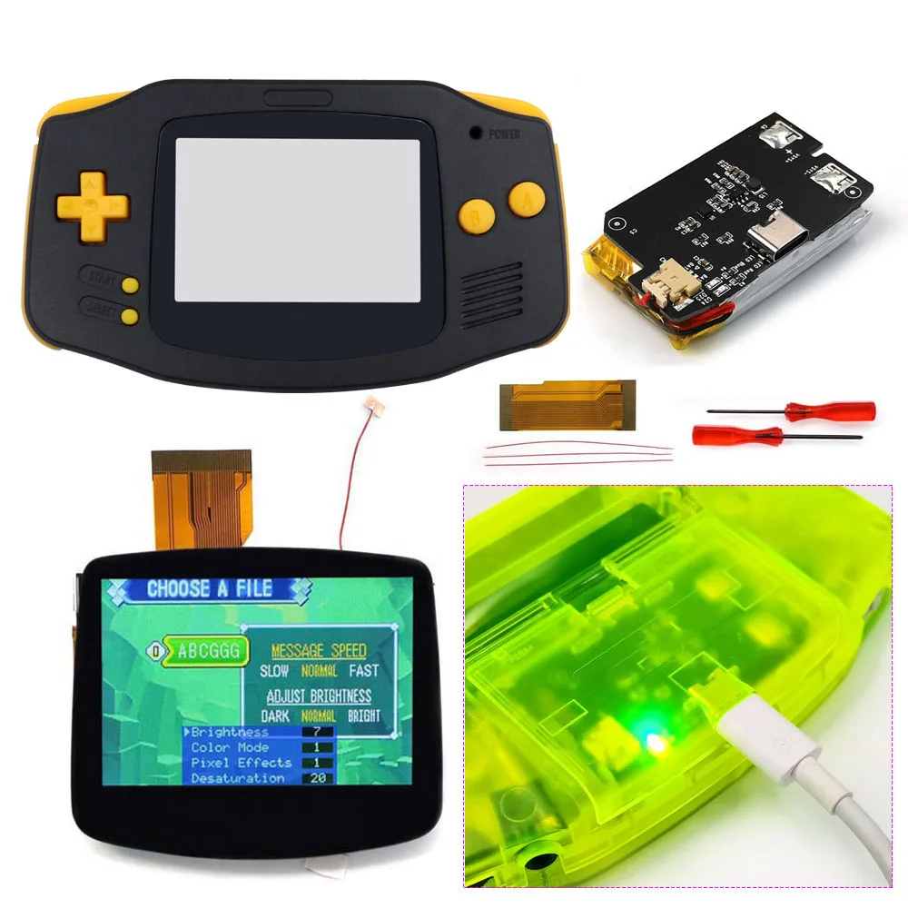 

2025 Rechargeable 1800mAh Lithium Battery GBA V5 Pre-laminated IPS LCD Screen HD Kits W/New Housing Shells for GAMEBOY Advance