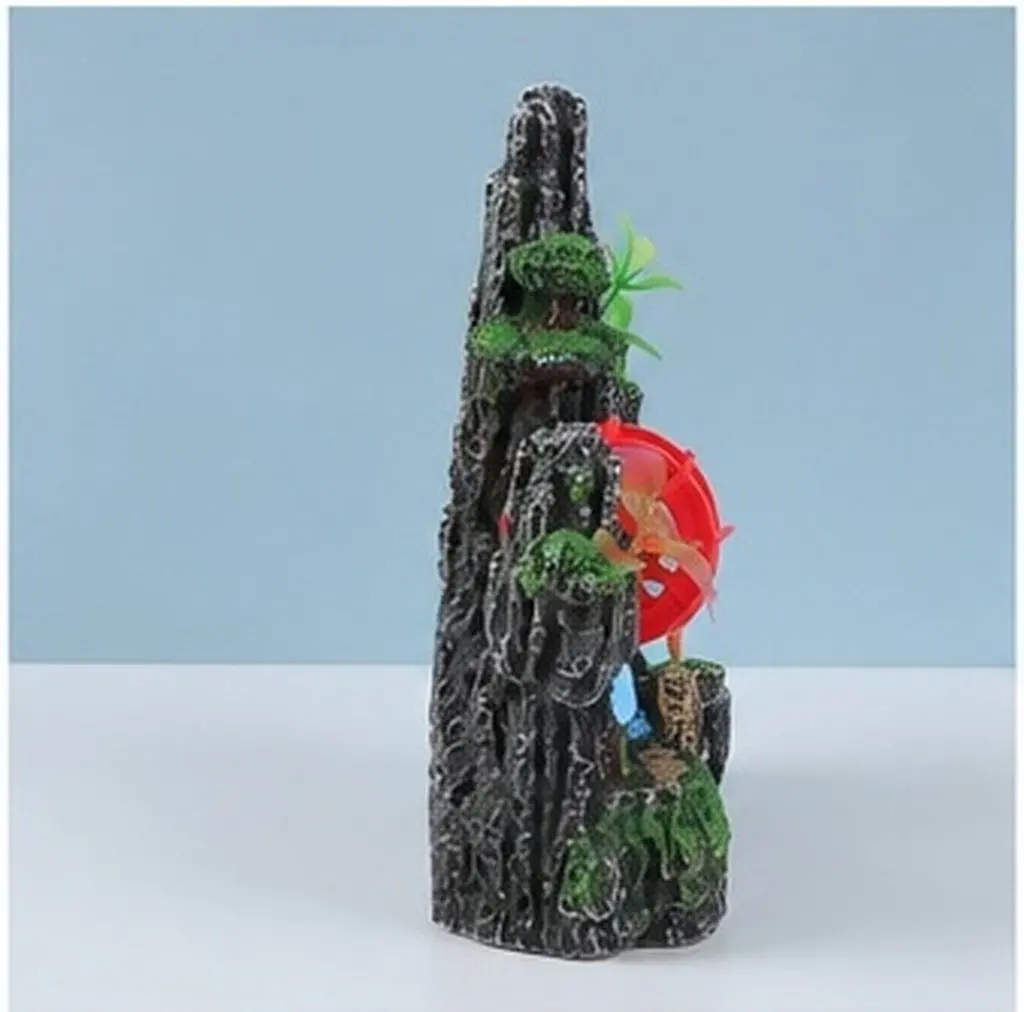 1Pcs Water Wheel Fish Tank Mountain Decor Stable Performance Aquarium Rockery Landscape Decoration Aquarium Ornament