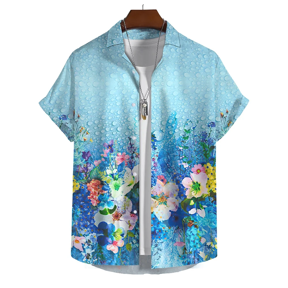 Summer Men\'s Shirt Hawaiian Shirt Floral Pattern 3D Printed Outdoor Street Short Sleeve Button Men Beach Shirt Men Clothing