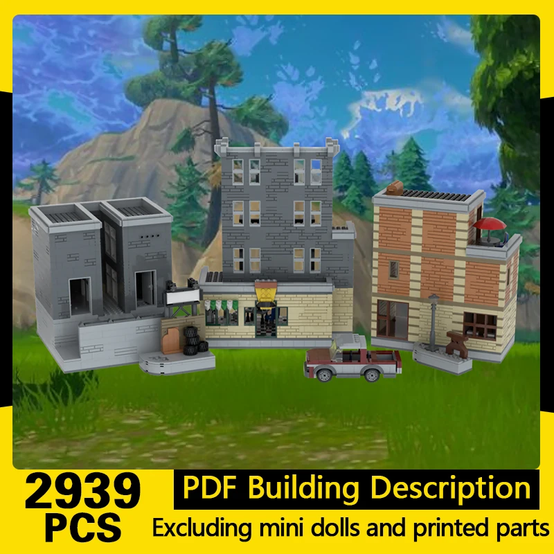 City Street View Model MOC Building Bricks Tilted Towers Modular Technology Gifts Holiday Assemble Children Toys Suit
