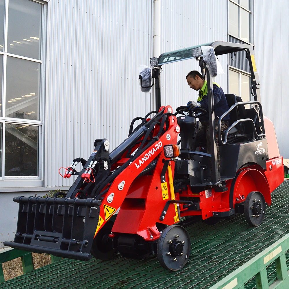 

EPA Euro5 Farm Loader Kubota Engine Mini Loader W1160 Speed 20 km/h Compact Loader 25 HP Wheeled Mini Loader LANDWARD Customized