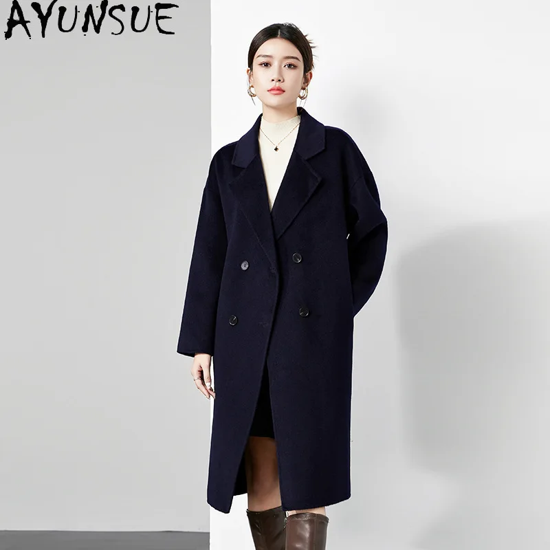 

AYUNSUE Cashmere Coats for Woman Luxury Autumn Winter Double-sided Woolen Jacket Woman Stylish Commuting Jackets Woman Clothes